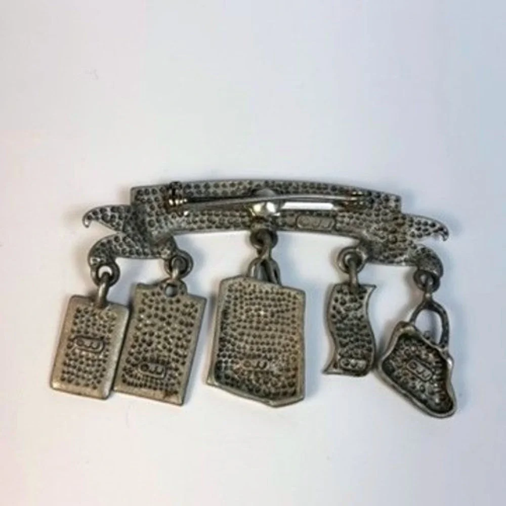 J Jonette Brooch Born To‎ Shop Silver Tone Vintage Dangle Charms